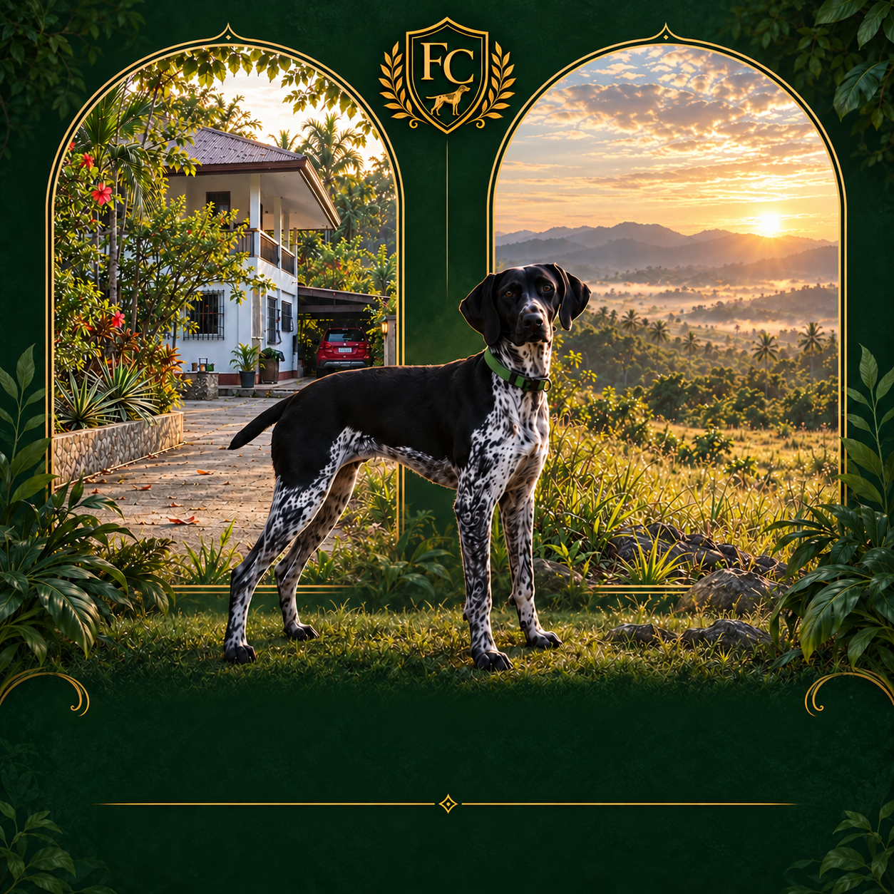 Huutch between the enclosed residence and the open field